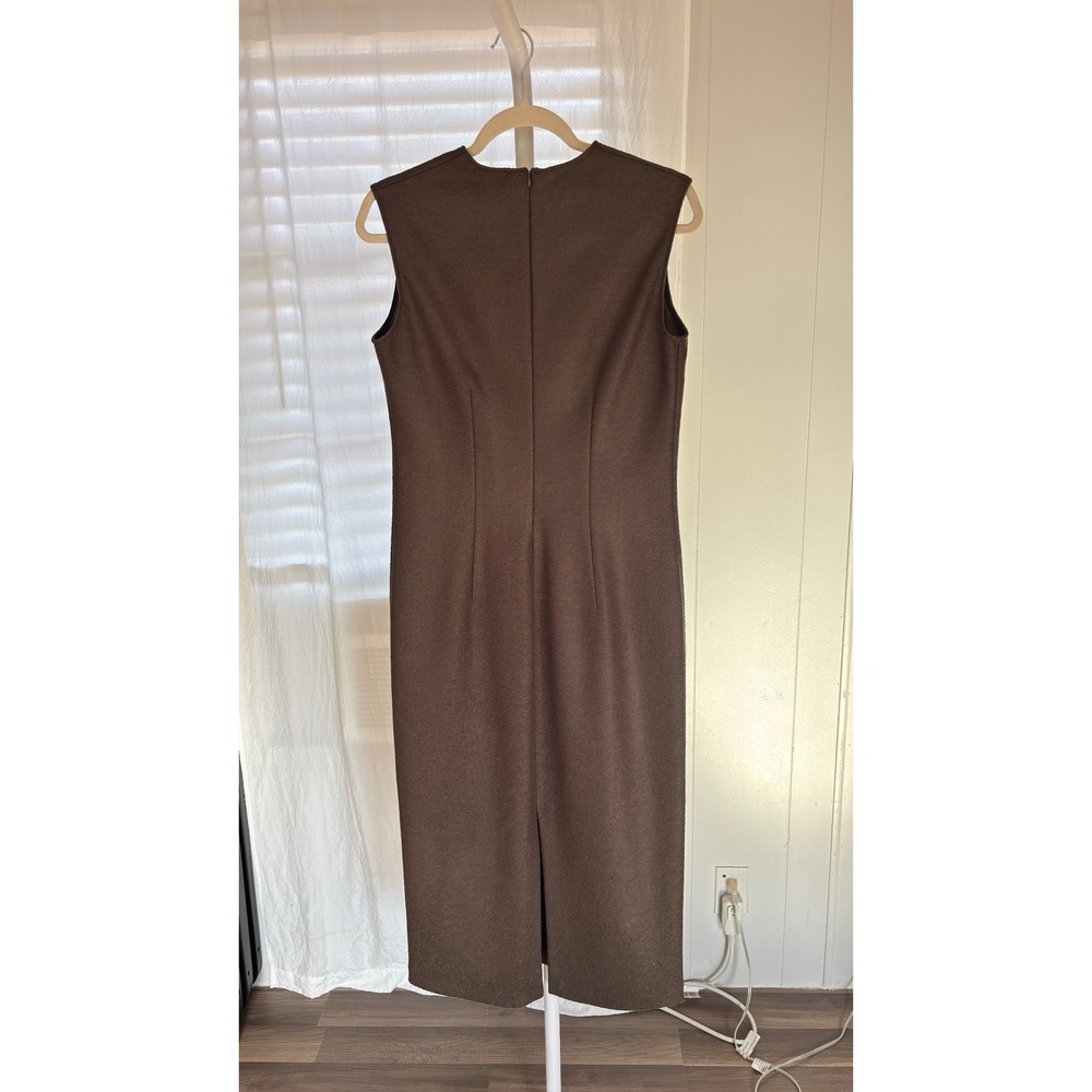 NWT ZARA Sleeveless Mock Neck Midi Dress Olive Green Knit Sheath Modern Size M - Picture 9 of 11